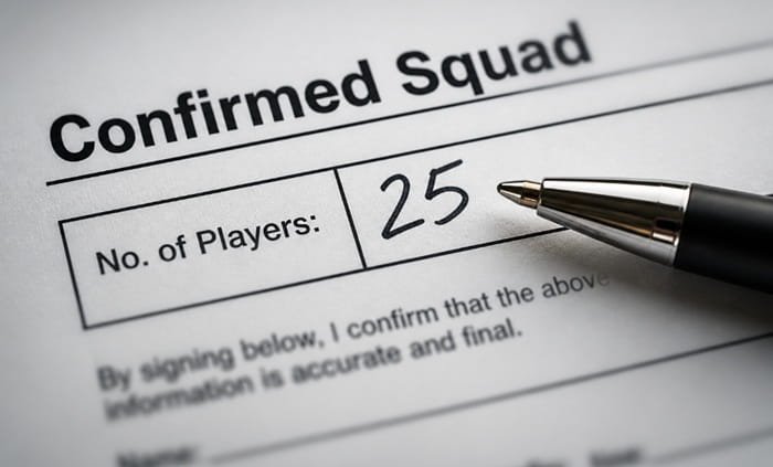 A form showing the number of a confirmed squad.